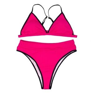 Blooming Jelly Triangl Hot Pink High Waisted  Bikini Set Two Piece Swimsuit XL